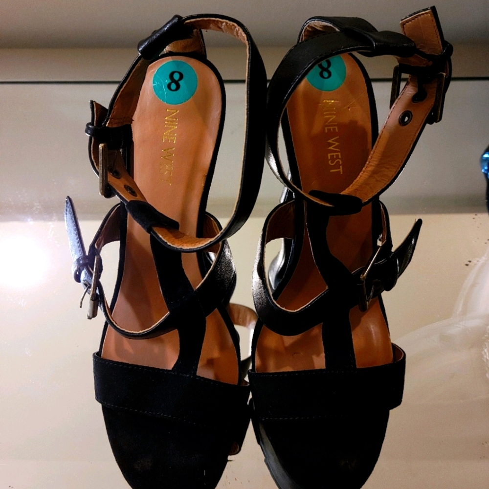 Nine West Delaney Black Platform High Heel Sandal